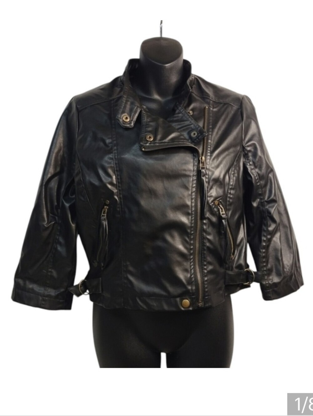 Wet Seal Jacket Women's Black Faux Leather Jacket Size L